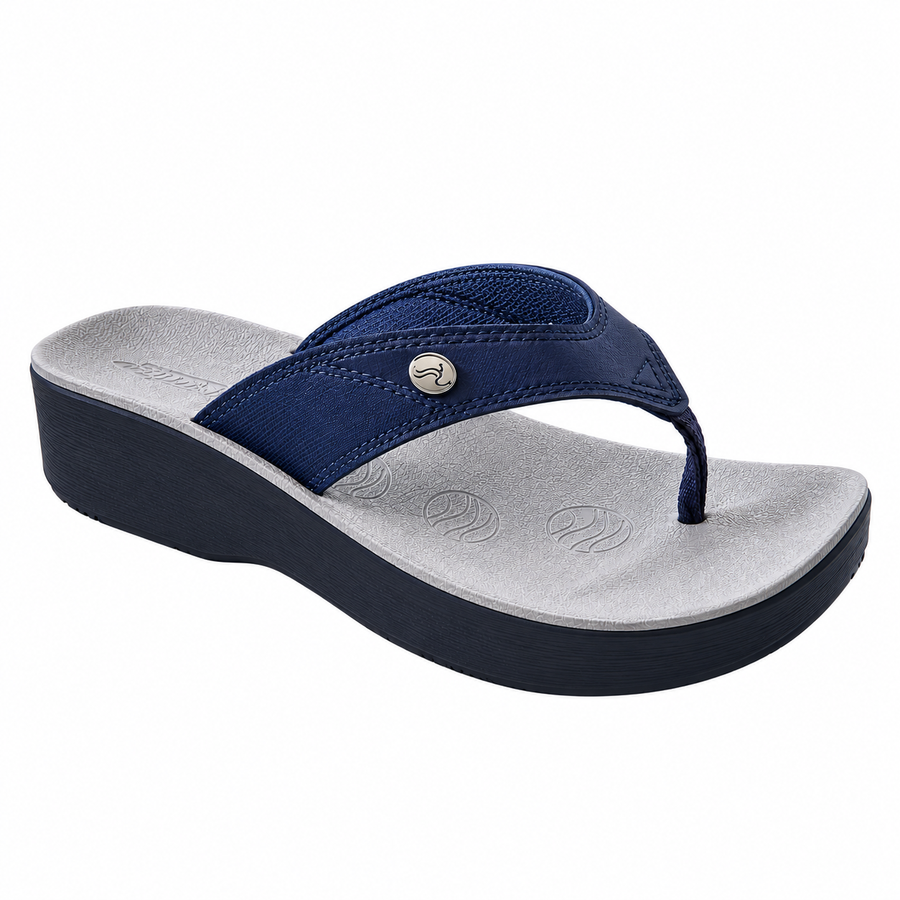 Step Ease Cushioned Arch Sandal in navy